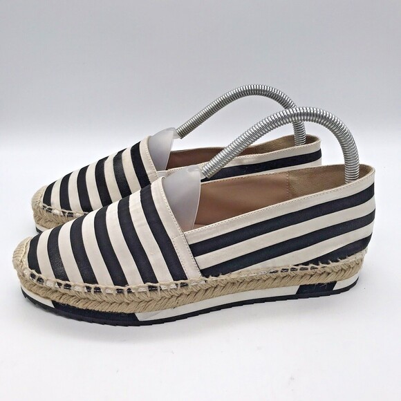 Diane von Furstenberg Striped Black & white Espadrille Women's 8M Slip On Flats - Picture 3 of 9